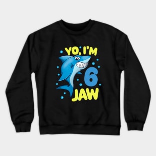 Cute 6th Birthday Funny Shark Boys Kids Crewneck Sweatshirt